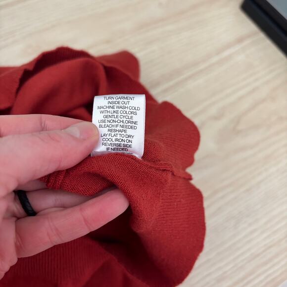 Love Ellie Sweater Womens Small Rust Burnt Criss Cross Back Thin Career‎ Office - Picture 10 of 10